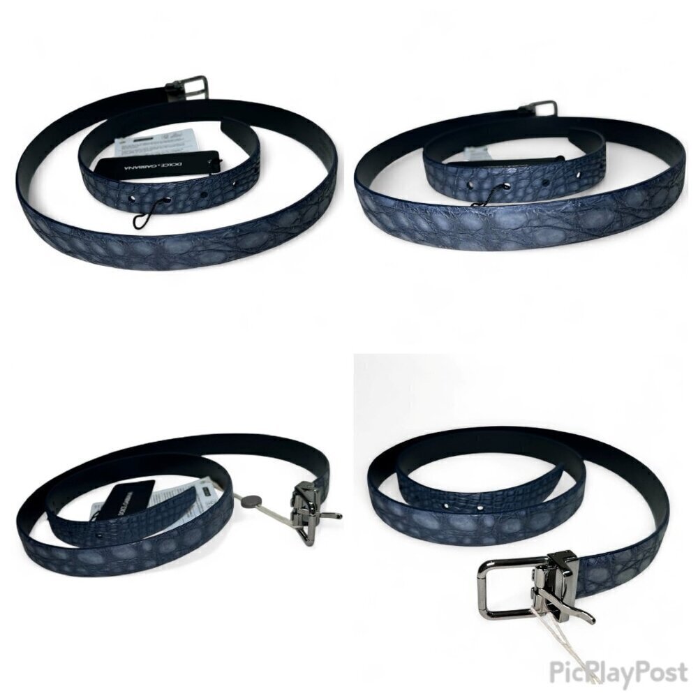 DOLCE & GABBANA Men's Genuine Crocodile Belt Size 110 cm/44 in Blue NWT - Picture 11 of 15